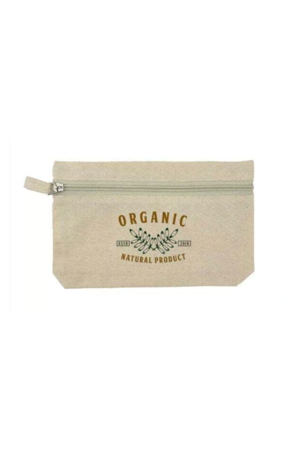  Natural Cotton Pouches with front Zipper Closure